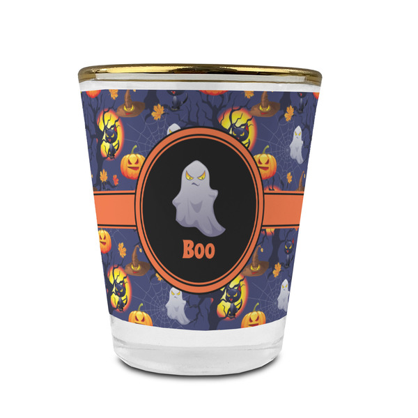 Halloween Night Glass Shot Glass - With gold rim - FRONT