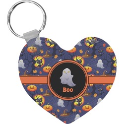 Halloween Night Heart Plastic Keychain w/ Name or Text