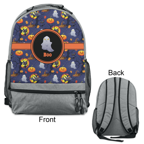 Halloween Night Large Backpack - Gray - Front & Back View