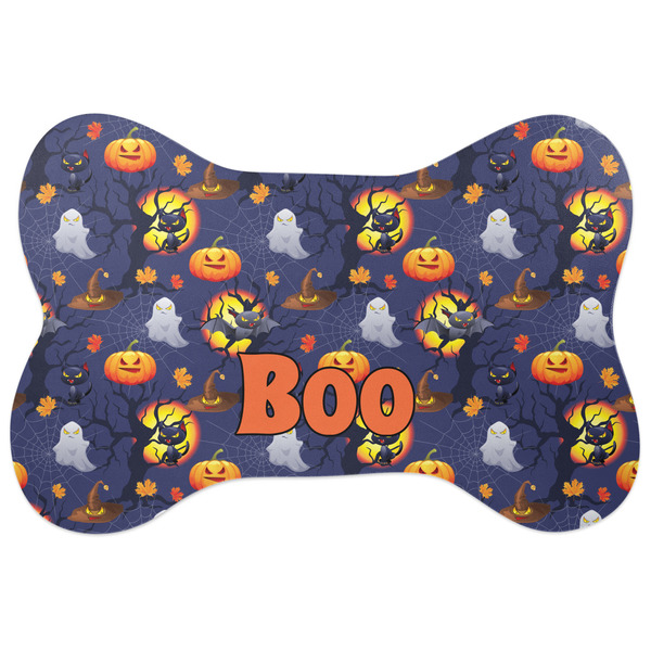Custom Halloween Night Bone Shaped Dog Food Mat (Personalized)