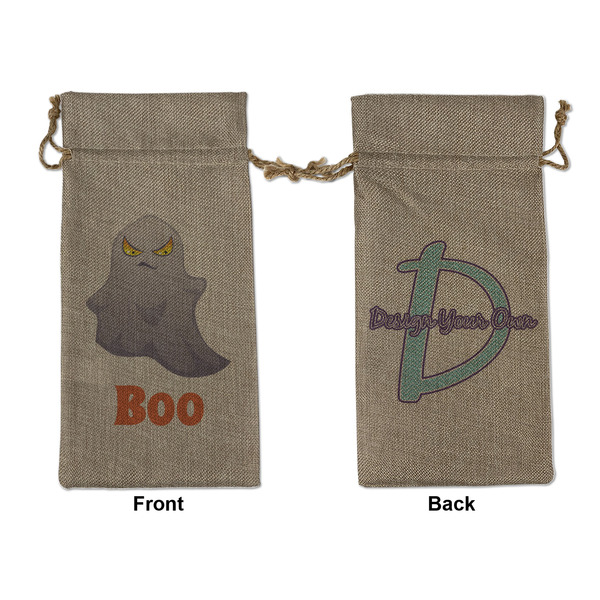 Custom Halloween Night Large Burlap Gift Bag - Front & Back (Personalized)
