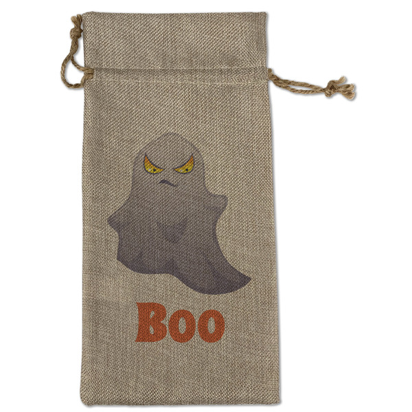 Custom Halloween Night Large Burlap Gift Bag - Front (Personalized)