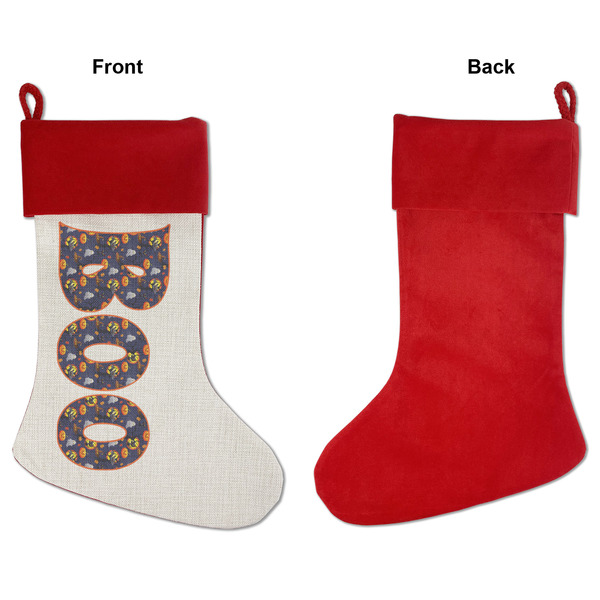 Halloween Night Linen Stockings w/ Red Cuff - Front & Back (APPROVAL)