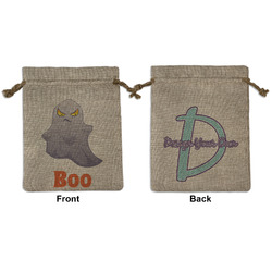 Halloween Night Medium Burlap Gift Bag - Front & Back (Personalized)