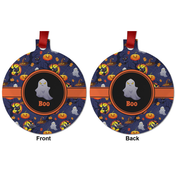 Halloween Night Metal Ball Ornament - Front and Back