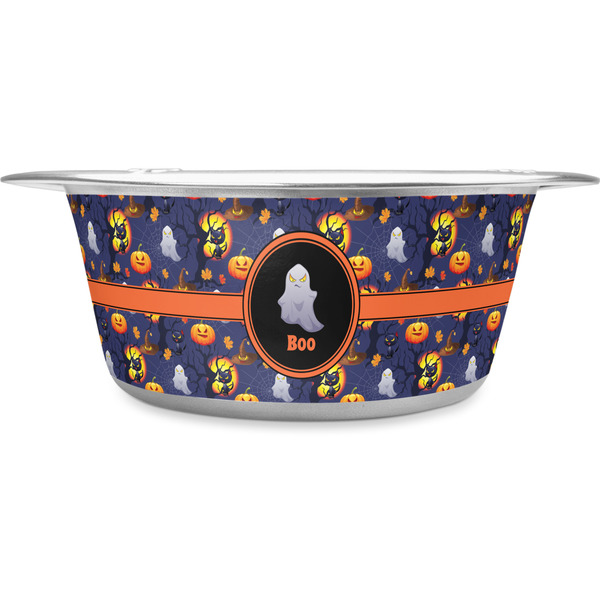 Custom Halloween Night Stainless Steel Dog Bowl - Medium (Personalized)