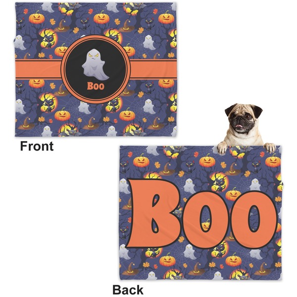 Halloween Night Microfleece Dog Blanket - Large- Front & Back