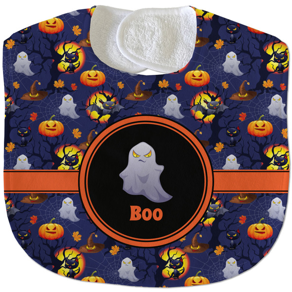 Custom Halloween Night Velour Baby Bib w/ Name or Text