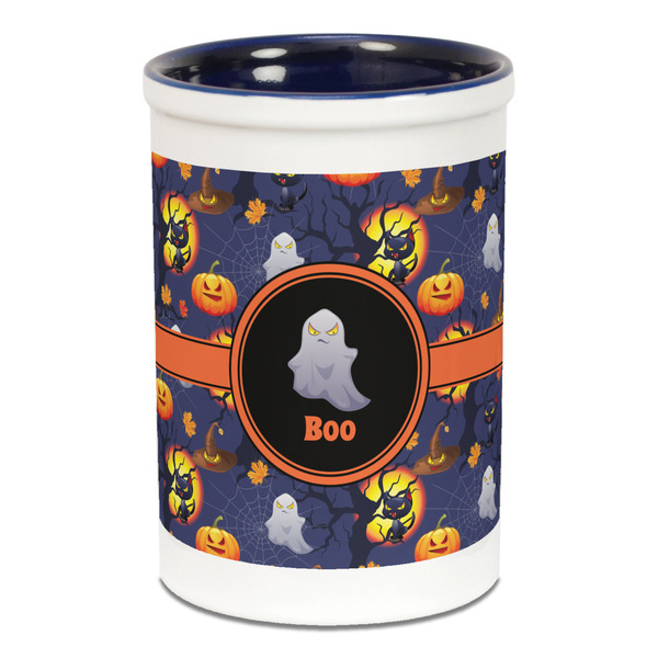 Custom Halloween Night Ceramic Pencil Holders - Blue