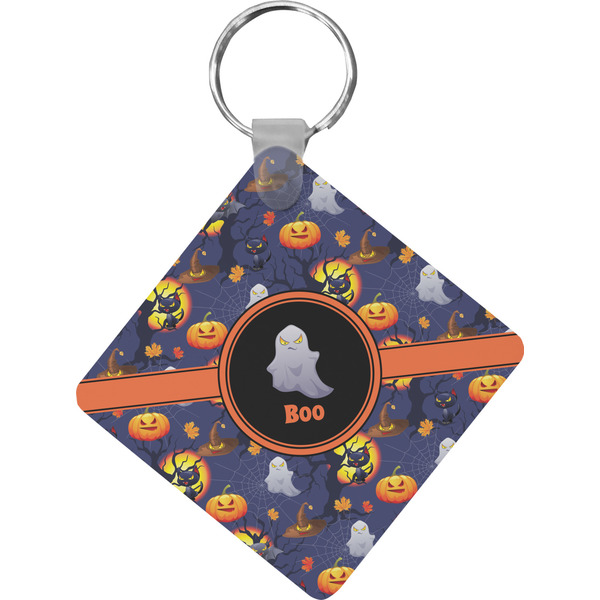 Custom Halloween Night Diamond Plastic Keychain w/ Name or Text