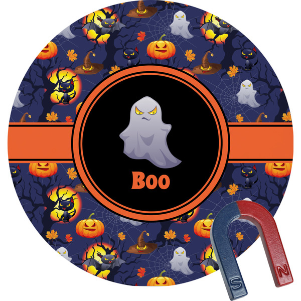 Custom Halloween Night Round Fridge Magnet (Personalized)