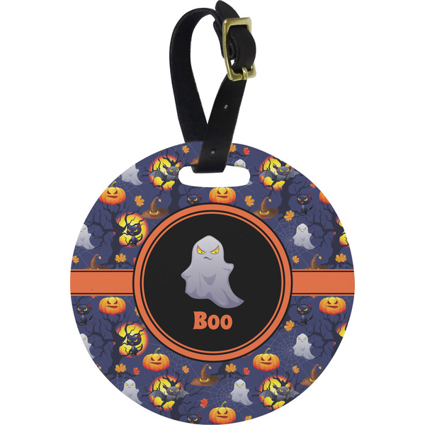 Custom Halloween Night Plastic Luggage Tag - Round (Personalized)