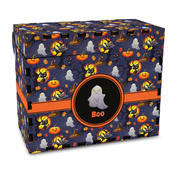 Custom Halloween Night Wood Recipe Box - Full Color Print (Personalized)