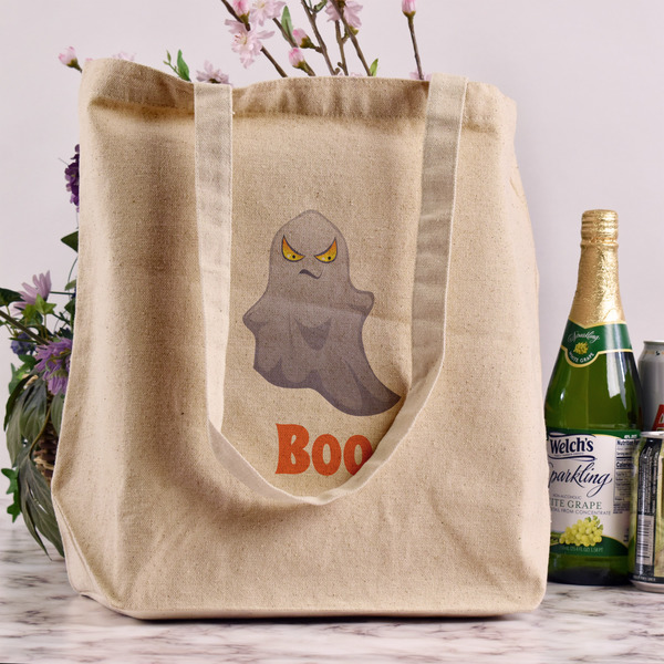 Halloween Night Reusable Cotton Grocery Bag - In Context