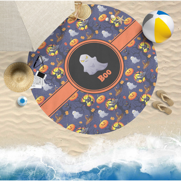 Halloween Night Round Beach Towel Lifestyle