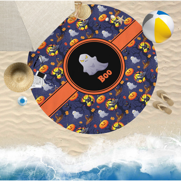 Halloween Night Round Beach Towel Lifestyle