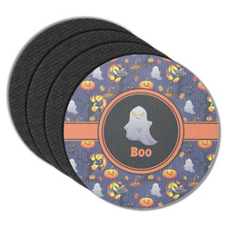 Halloween Night Round Rubber Backed Coasters - Set of 4 (Personalized)