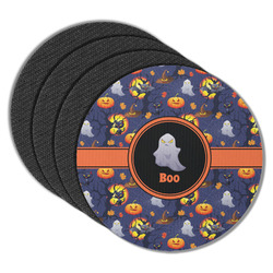 Halloween Night Round Rubber Backed Coasters - Set of 4 (Personalized)