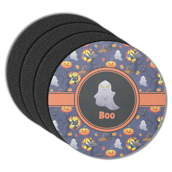 Custom Halloween Night Round Rubber Backed Coasters - Set of 4 (Personalized)