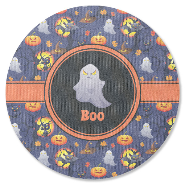 Custom Halloween Night Round Rubber Backed Coaster (Personalized)