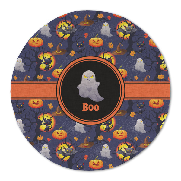 Custom Halloween Night Round Linen Placemat - Single Sided (Personalized)