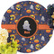 Halloween Night Round Linen Placemats - Front (w flowers)