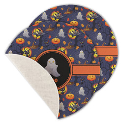 Halloween Night Round Linen Placemat - Single Sided - Set of 4 (Personalized)