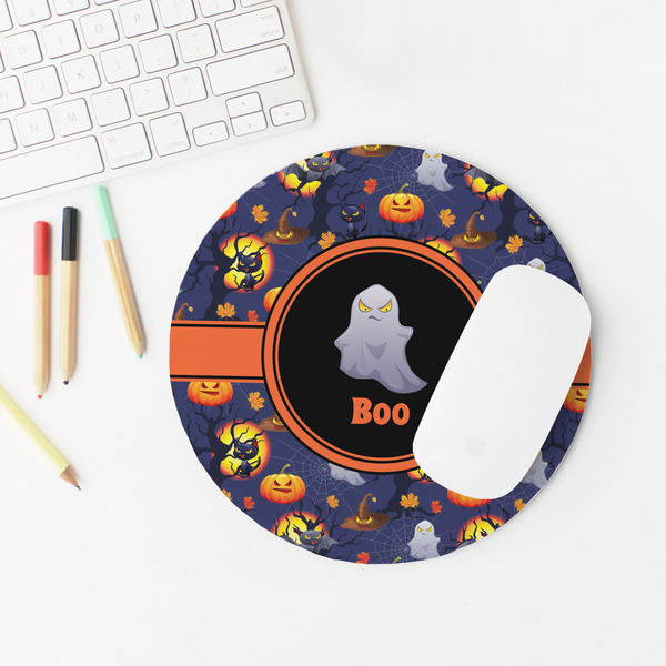 Halloween Night Round Mousepad - LIFESTYLE 2