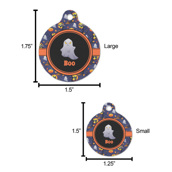 Halloween Night Round Pet ID Tag - Large - Comparison Scale