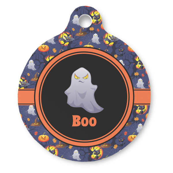 Custom Halloween Night Round Pet ID Tag - Large (Personalized)