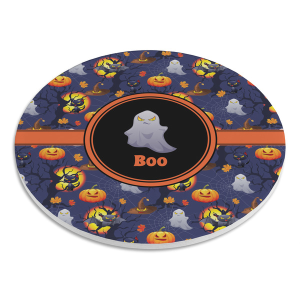 Halloween Night Round Stone Trivet - Angle View