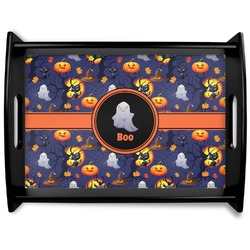 Halloween Night Black Wooden Tray - Large (Personalized)