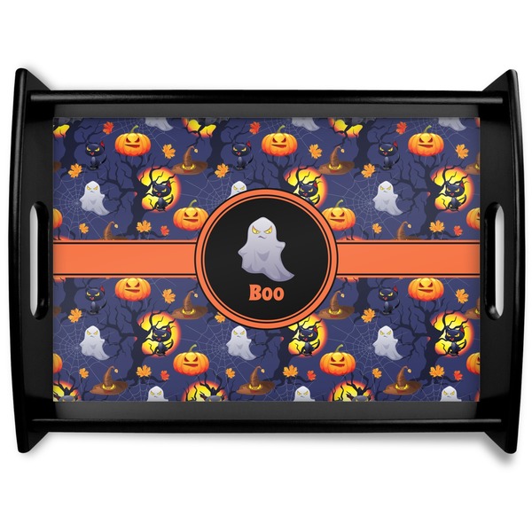 Custom Halloween Night Black Wooden Tray - Large (Personalized)