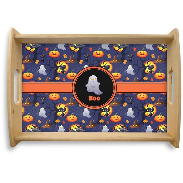 Custom Halloween Night Natural Wooden Tray - Small (Personalized)