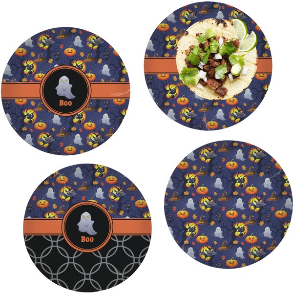 Custom Halloween Night Set of 4 Glass Lunch / Dinner Plate 10" (Personalized)