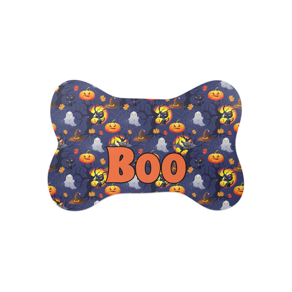 Custom Halloween Night Bone Shaped Dog Food Mat (Small) (Personalized)