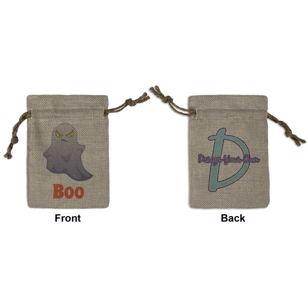 Custom Halloween Night Small Burlap Gift Bag - Front & Back (Personalized)