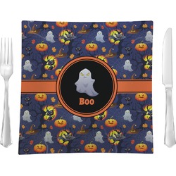 Halloween Night 9.5" Glass Square Lunch / Dinner Plate- Single or Set of 4 (Personalized)