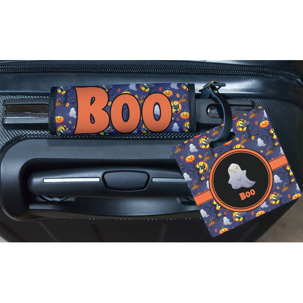 Halloween Night Square Luggage Tag & Handle Wrap - In Context