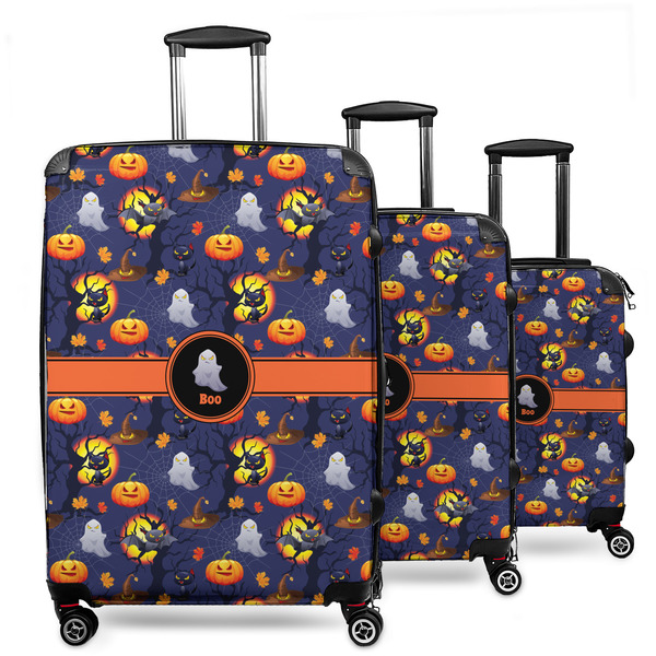 Custom Halloween Night 3 Piece Luggage Set - 20" Carry On, 24" Medium Checked, 28" Large Checked (Personalized)
