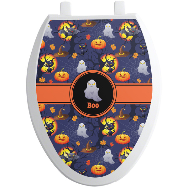 Custom Halloween Night Toilet Seat Decal - Elongated (Personalized)