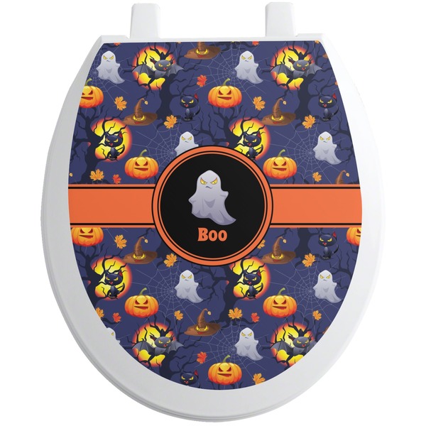 Custom Halloween Night Toilet Seat Decal - Round (Personalized)