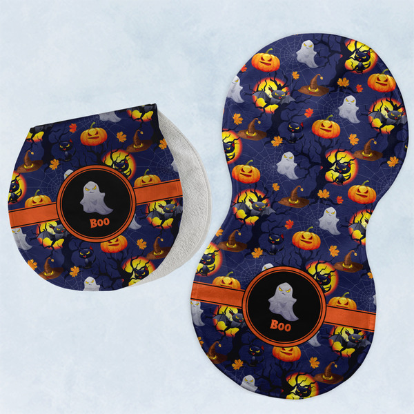 Custom Halloween Night Burp Pads - Velour - Set of 2 w/ Name or Text