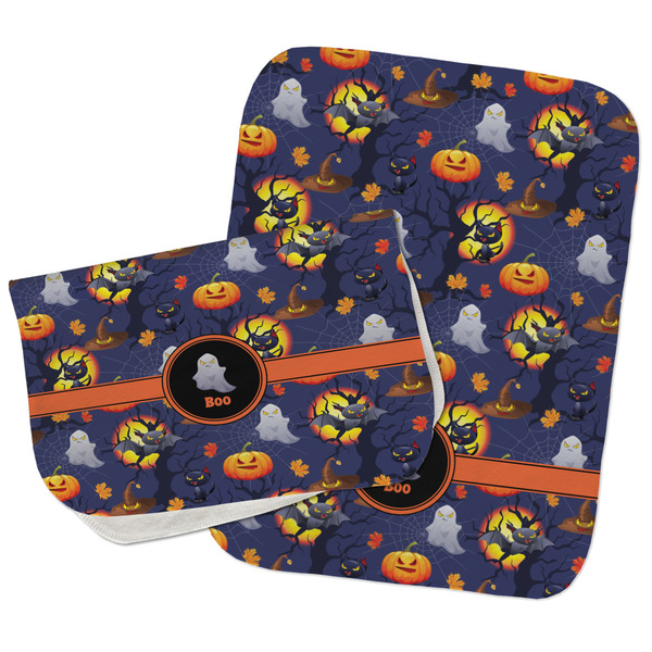 Custom Halloween Night Burp Cloths - Fleece - Set of 2 w/ Name or Text