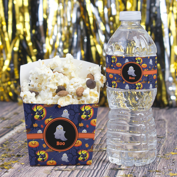 Halloween Night Water Bottle Label - w/ Favor Box