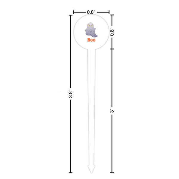 Halloween Night White Plastic 4" Food Pick - Round - Dimensions