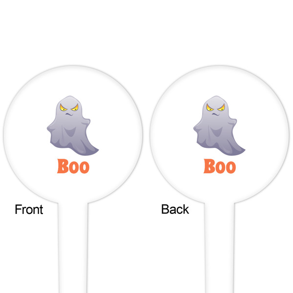 Halloween Night White Plastic 4" Food Pick - Round - Double Sided - Front & Back