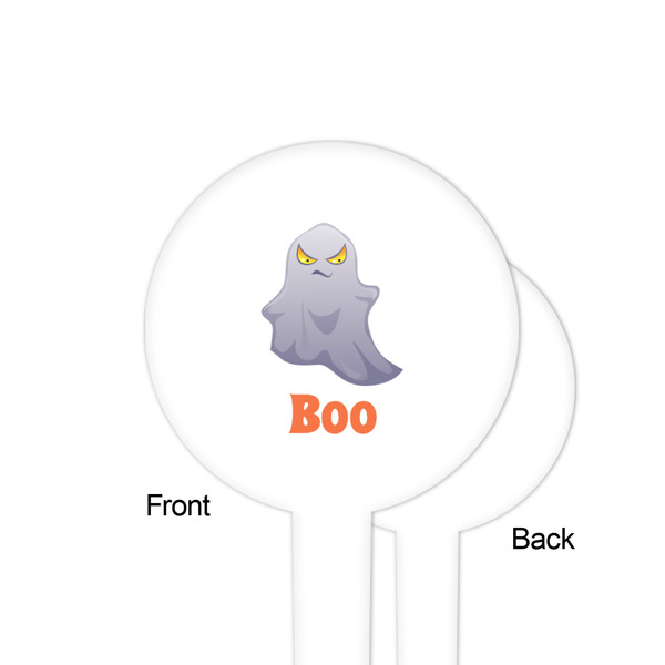 Halloween Night White Plastic 4" Food Pick - Round - Single Sided - Front & Back