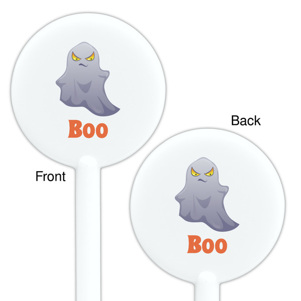 Halloween Night White Plastic 5.5" Stir Stick - Double Sided - Round - Front & Back