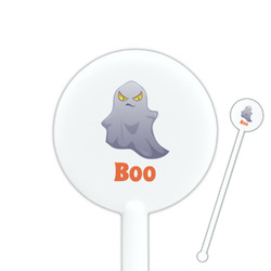 Halloween Night 5.5" Round Plastic Stir Sticks - White - Single Sided (Personalized)